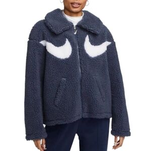 Nike Sportswear Swoosh faux fur Women's Full-Zip‎ teddy Jacket new!!!